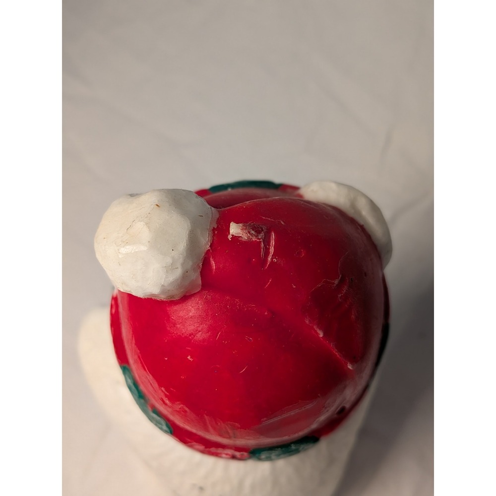 Vintage Christmas Polar Bear Wax Figurine Red Green Scarf Hat Holiday Decor - Picture 8 of 8